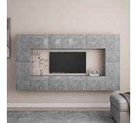 vidaXL Set de muebles de salón 8 pzas madera ingeniería gris hormigón