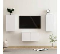 vidaXL Set de muebles de salón TV 3 piezas madera de ingeniería blanco