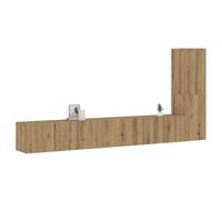 vidaXL Set de muebles de salón TV 3 piezas madera de ingeniería en color Blanco/Roble Sonoma/Negro y más | almacenamiento funcional diseño moderno para baño dormitorio sala
