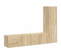 vidaXL Set de muebles de salón TV 3 piezas madera de ingeniería en color Blanco/Roble Sonoma/Negro y más | almacenamiento funcional diseño moderno para baño dormitorio sala