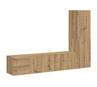vidaXL Set de muebles de salón TV 3 piezas madera de ingeniería en color Blanco/Roble Sonoma/Negro y más | almacenamiento funcional diseño moderno para baño dormitorio sala