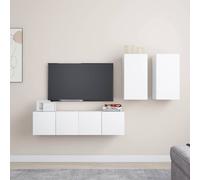 vidaXL Set de muebles de salón TV 4 piezas madera de ingeniería blanco