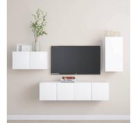 vidaXL Set de muebles de salón TV 4 piezas madera de ingeniería blanco