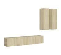 vidaXL Juego de 4 muebles para televisión, estilo Sonoma, en madera contrachapada