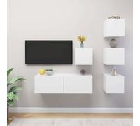 vidaXL Set de muebles de salón TV 5 piezas madera de ingeniería blanco