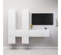 vidaXL, juego de 7 piezas para mueble de televisión, blanco, material de madera