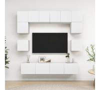 vidaXL Set de muebles de salón TV 8 piezas madera de ingeniería blanco