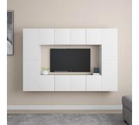 vidaXL, juego de 8 piezas para mueble de televisión, blanco, material de madera