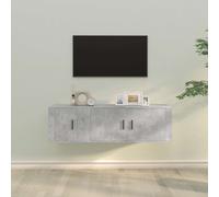 vidaXL Set de muebles de TV 2 pzas madera contrachapada gris hormigón