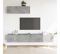 vidaXL Set de muebles de TV 3 pzas madera contrachapada gris hormigón