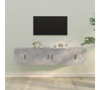vidaXL Set de muebles de TV 3 pzas madera contrachapada gris hormigón