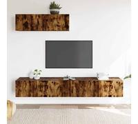 vidaXL Set de muebles de TV 3 pzas madera contrachapada roble ahumado