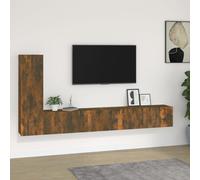 vidaXL Set de muebles de TV 3 pzas madera contrachapada roble ahumado
