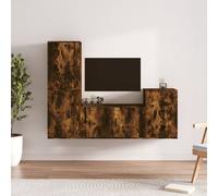 vidaXL Set de muebles para TV 4 piezas madera contrachapada roble ahumado
