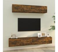 vidaXL Set de muebles de TV 4 pzas madera contrachapada roble ahumado