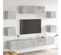 vidaXL Set de muebles de TV 7 pzas madera contrachapada gris hormigón