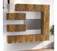 vidaXL Set de muebles de TV 7 pzas madera contrachapada roble ahumado