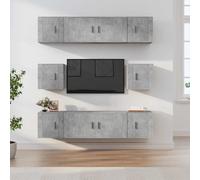 vidaXL Set de muebles de TV 8 pzas madera contrachapada gris hormigón