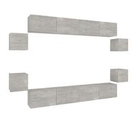 vidaXL Set de muebles de TV 8 pzas madera contrachapada gris hormigón