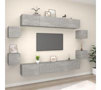 vidaXL Set de muebles de TV 8 pzas madera contrachapada gris hormigón