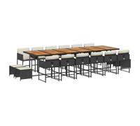 vidaXL Set de muebles jardín 17 pzas con cojines ratán sintético negro