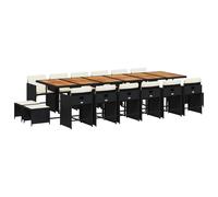 vidaXL Set de muebles jardín 17 pzas con cojines ratán sintético negro