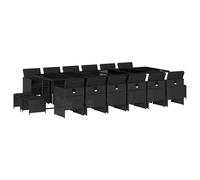 vidaXL Set de muebles jardín 17 pzas con cojines ratán sintético negro