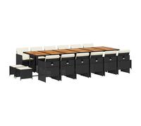 vidaXL Set de muebles jardín 17 pzas con cojines ratán sintético negro