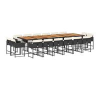 vidaXL Set de muebles jardín 17 pzas con cojines ratán sintético negro
