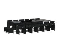 vidaXL Set de muebles jardín 17 pzas con cojines ratán sintético negro