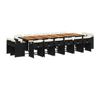 vidaXL Set de muebles jardín 17 pzas con cojines ratán sintético negro