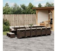 vidaXL Set de muebles jardín 17 pzas y cojines ratán sintético marrón
