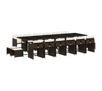 vidaXL Set de muebles jardín 17 pzas y cojines ratán sintético marrón