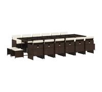 vidaXL Set de muebles jardín 17 pzas y cojines ratán sintético marrón