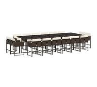vidaXL Set de muebles jardín 17 pzas y cojines ratán sintético marrón