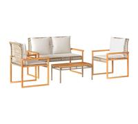 vidaXL Set de muebles jardín con cojines beige mezcla 4 pzas ratán PE