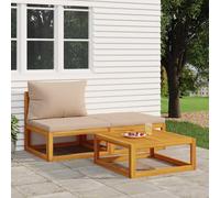 vidaXL Set de muebles para jardín 3 piezas con cojines madera acacia