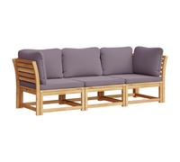 Vidaxl Set de Muebles para Jardín 3 Piezas con Cojines Madera Acacia Crema y Gris Conjunto Terraza Muebles Jardín Exterior Juego de Muebles de Jardín Mueble Jardín Exterior Muebles de Salon Exterior G