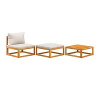 vidaXL Set de muebles para jardín 3 piezas con cojines madera acacia Gris