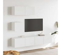vidaXL Set de muebles para TV 4 piezas madera contrachapada blanco