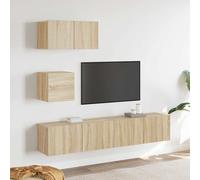 vidaXL Set de muebles para TV 4 pzas madera contrachapada roble Sonoma