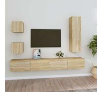 vidaXL Set de muebles para TV 5 pzas madera contrachapada roble Sonoma