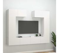 vidaXL Juego de 6 muebles para televisión, color blanco, fabricados en material de madera