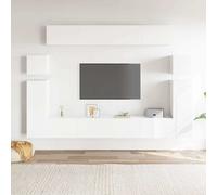 Conjunto de 8 piezas para mueble de televisión, color blanco, fabricado en material de madera