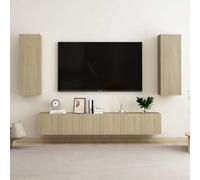 Set De Muebles Salón Tv 5 Pzas Madera Ingeniería Roble Sonoma Vidaxl