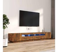 vidaXL Set de muebles TV con LEDS 3 pzas contrachapada roble ahumado