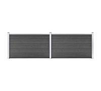 vidaXL Set de paneles de valla WPC 353x105 cm Negro – Pantalla de privacidad para jardín
