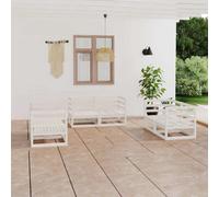 vidaXL Set de salón de jardín de 6 piezas blanco madera maciza de pino