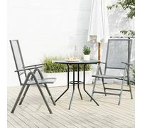 vidaXL Set de sillas jardín reclinables 3 piezas acero antracita