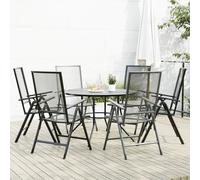 vidaXL Set de sillas jardín reclinables 7 piezas acero antracita